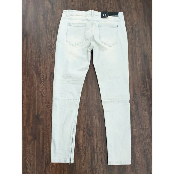 Hyper Denim HD017 White Blue Slim TAPERED Jeans Sz 38x33 Belt loops with D-Ring - Picture 8 of 10